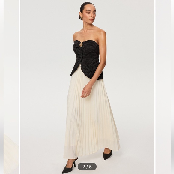 Color-Block Strapless Pleated Chiffon Maxi Dress - Picture 2 of 5